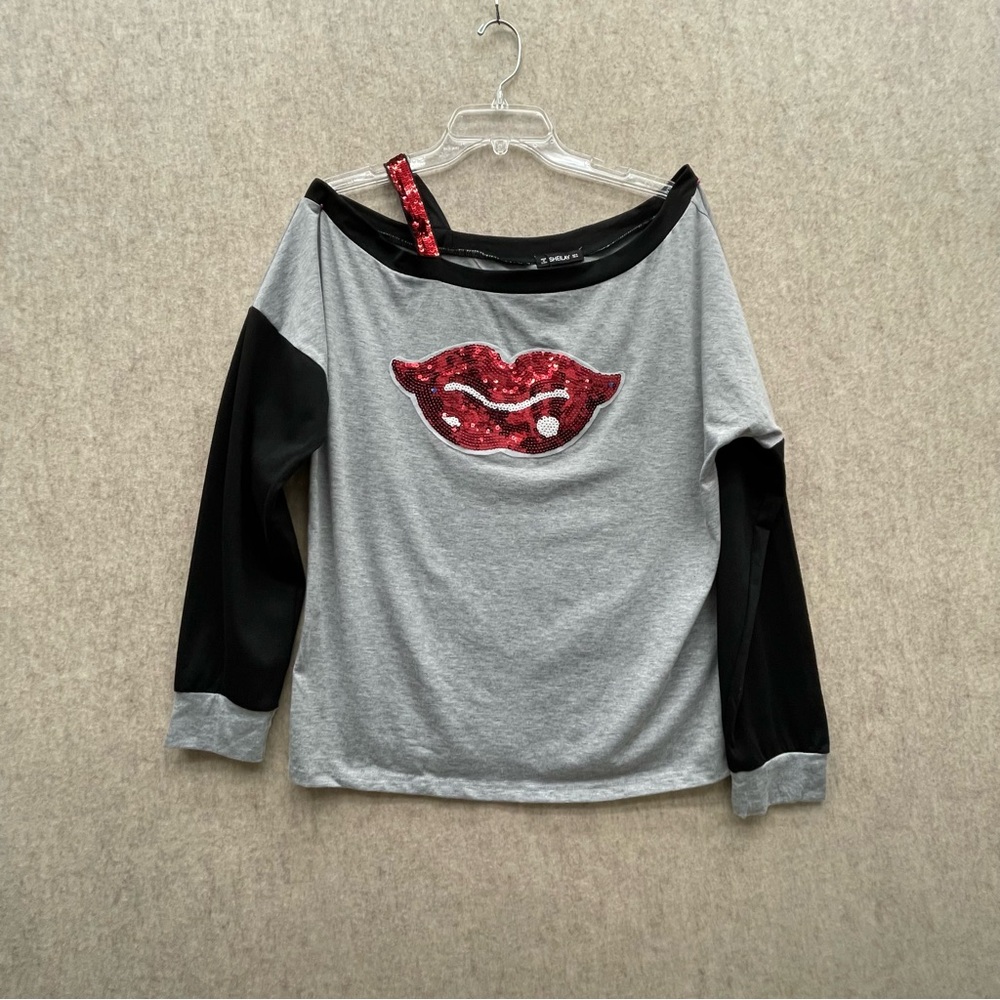 Womans Sheilay Off the Shoulder Sequin Sweatshirt XL